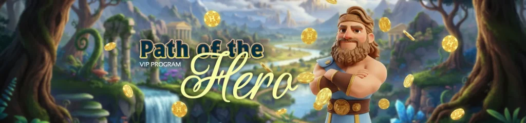 Hercules Casino bannière du programme VIP Path of the Hero